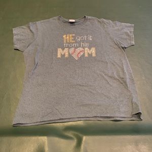 He Got It From His Mom baseball mom Tshirt